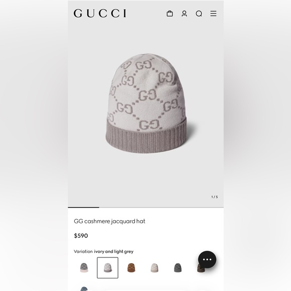 GG cashmere jacquard beanie hat & Gloves Set. NWT. - Picture 15 of 16